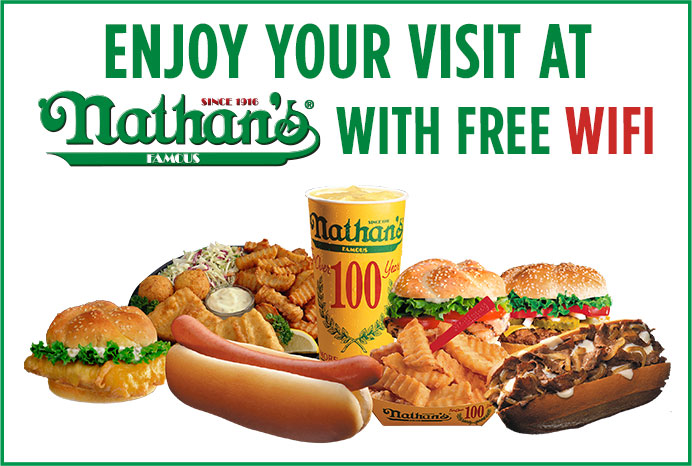 Enjoy your visit at Nathan's with free wifi